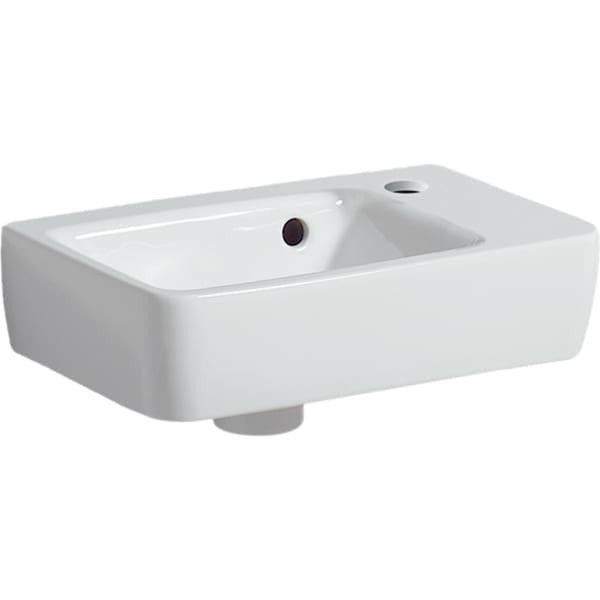 Handwaschbecken Geberit Renova Plan mit Hahnloch rechts,mit Überlauf 36 x 25 cm weiß