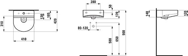 LF HWB SONAR 420x410x170 1 Hl. m.Ül. weiß