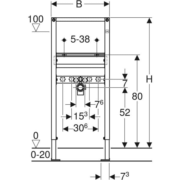 Montageelement Geberit Duofix für Waschtisch Höhe 112 cm / f.Einlocharmatur