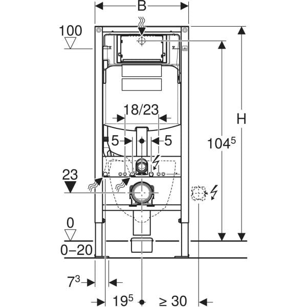 Montageelement Geberit Duofix für Wand-WC Höhe 112 cm / Betätigung vorne