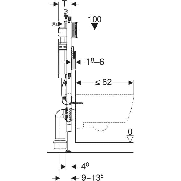 Montageelement Geberit Duofix für Wand-WC Höhe 112 cm / Betätigung vorne