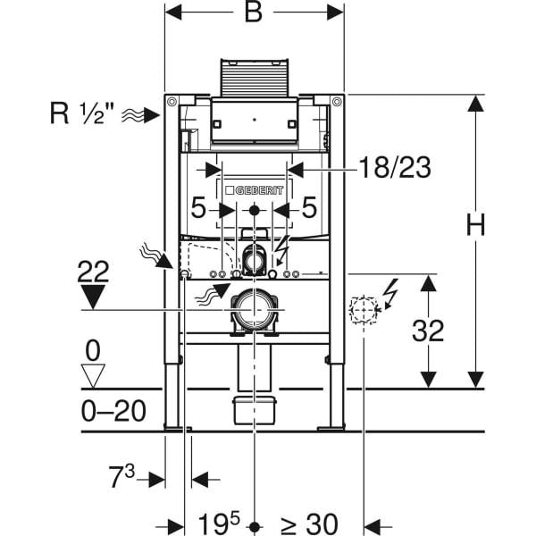 Montageelement Geberit Duofix f.Wand-WC mit UP-Spülkasten Omega Höhe 82 cm / Bet.oben/vorne