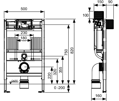 WC-Modul mit Uni-Spülkasten TECEprofil Bauhöhe 82 cm, inkl.Befestigung