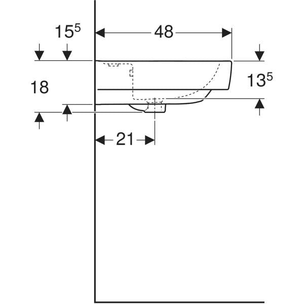 Waschtisch Geberit Renova Plan NEU mit Hahnloch,mit Überlauf 65 x 48 cm weiß