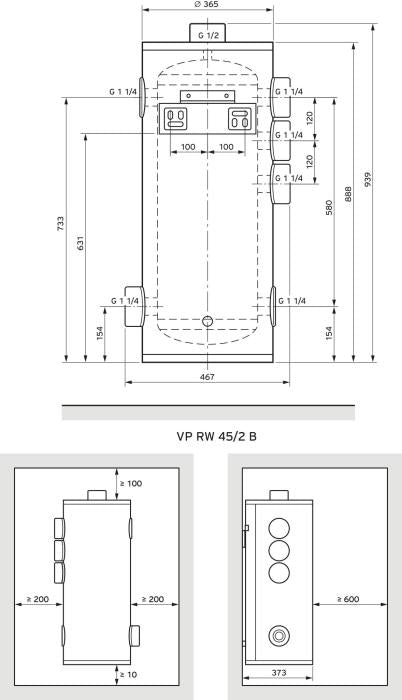Wärmepumpen-Pufferspeicher Vaillant VP RW 45/2 B 45 ltr. Speicherinhalt