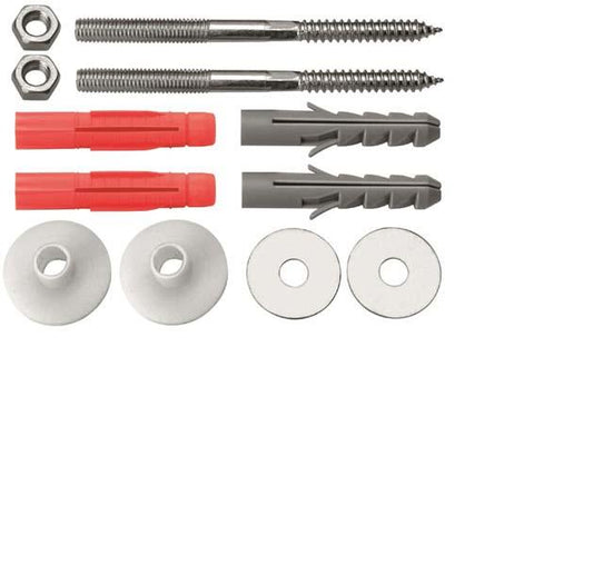 Waschtisch-Befestigung BWD incl. 2 Dübel,Schrauben,Muttern,Rosetten M 10 x 140 mm / Sanibel