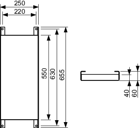 Montageelement TECEprofil für Stütz- und Haltesysteme Bauhöhe 65,5 cm