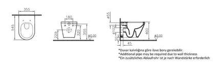 Wandtiefspülklosett Aktiv 4YOU ohne Spülrand,verdeckte Befestigung weiß / Ausladung 54 cm