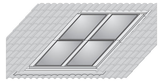Indach-Montage-Set Wolf Falz-Ziegel für vier TopSon F3-1 Glasleiste schwarz zweireihig